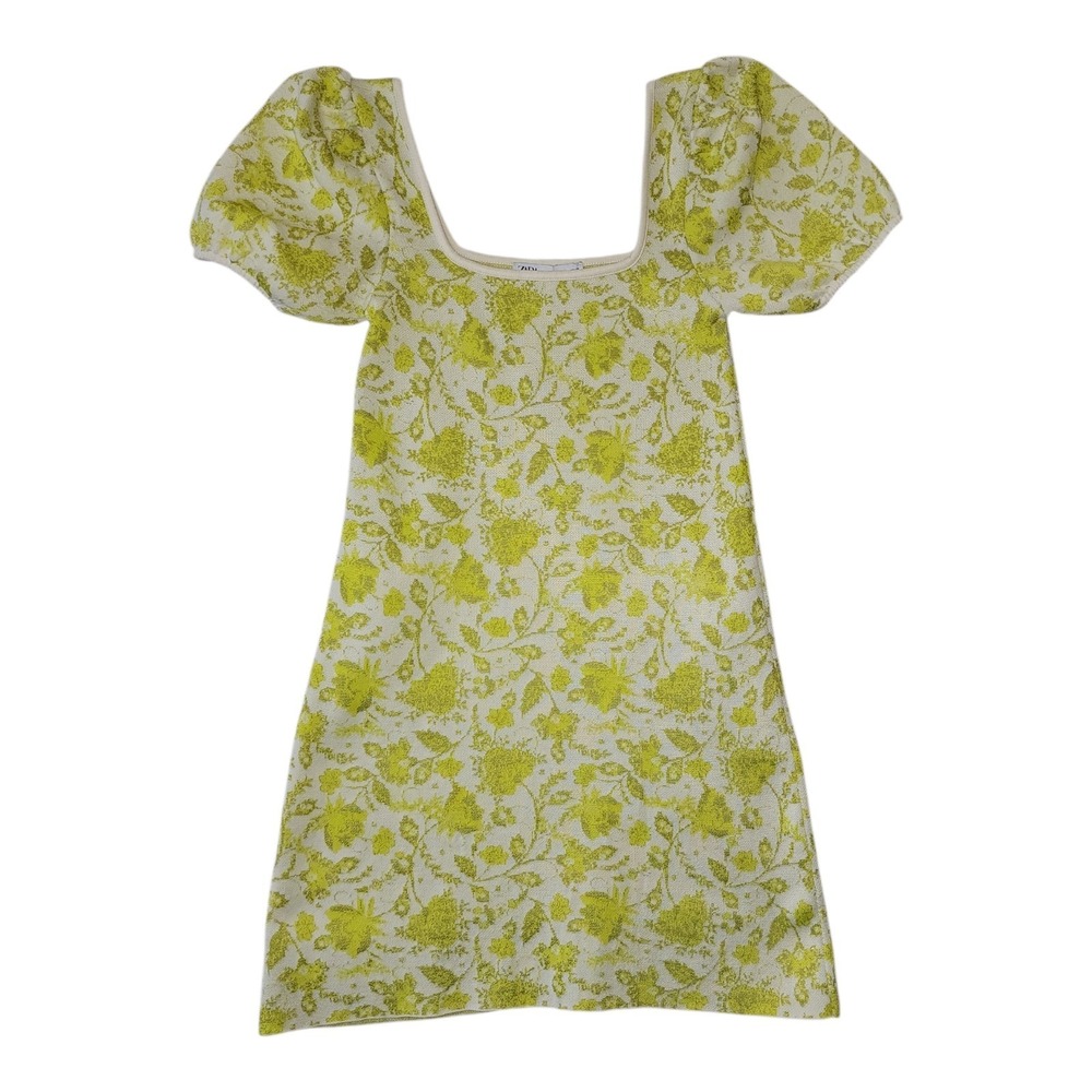Zara Lime Green Floral Mini Dress